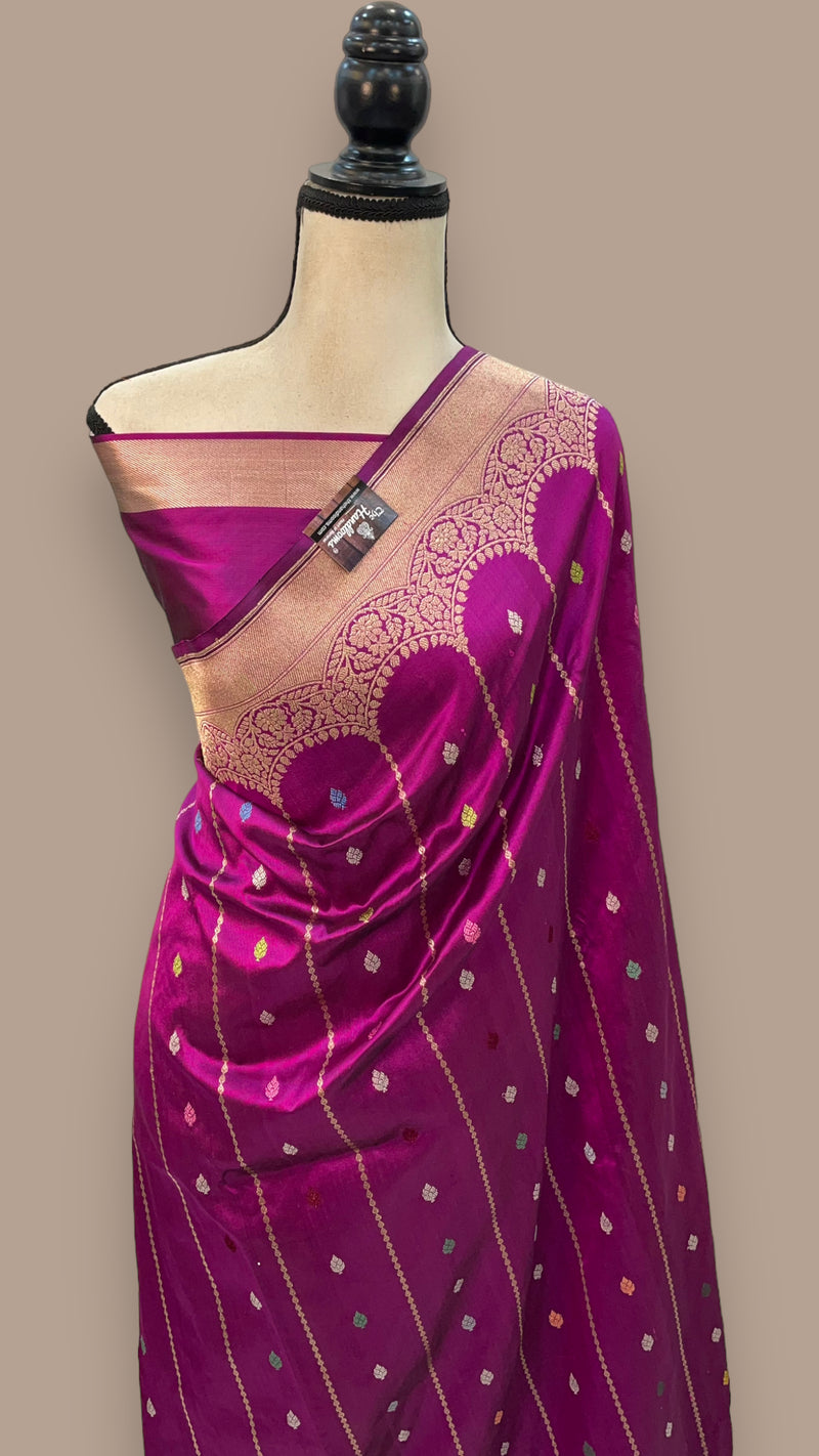 Purple Pure Katan Silk Banarasi Handloom Saree - The Handlooms