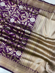 Pure Katan Silk Banarasi Handloom Saree - All over Sona Roopa Jaal work - The Handlooms