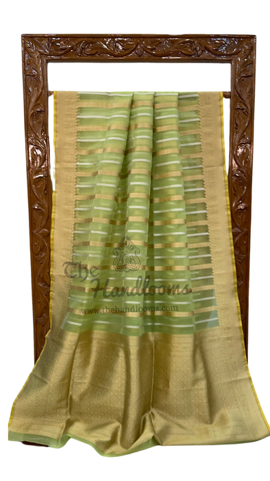 Pure Kora Handloom Banarasi Saree With Sona Roopa Stripe
