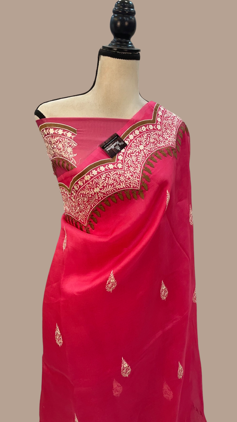 Pure Organza Chikankari Handloom Banarasi Saree - The Handlooms