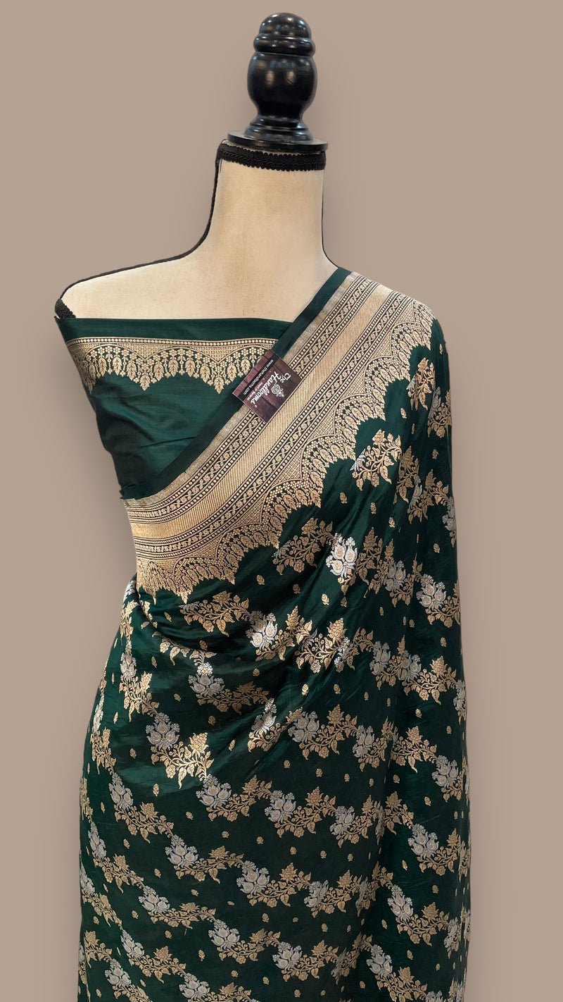 Pure Katan Silk Banarasi Handloom Saree - All over Sona Roopa Jaal work - The Handlooms
