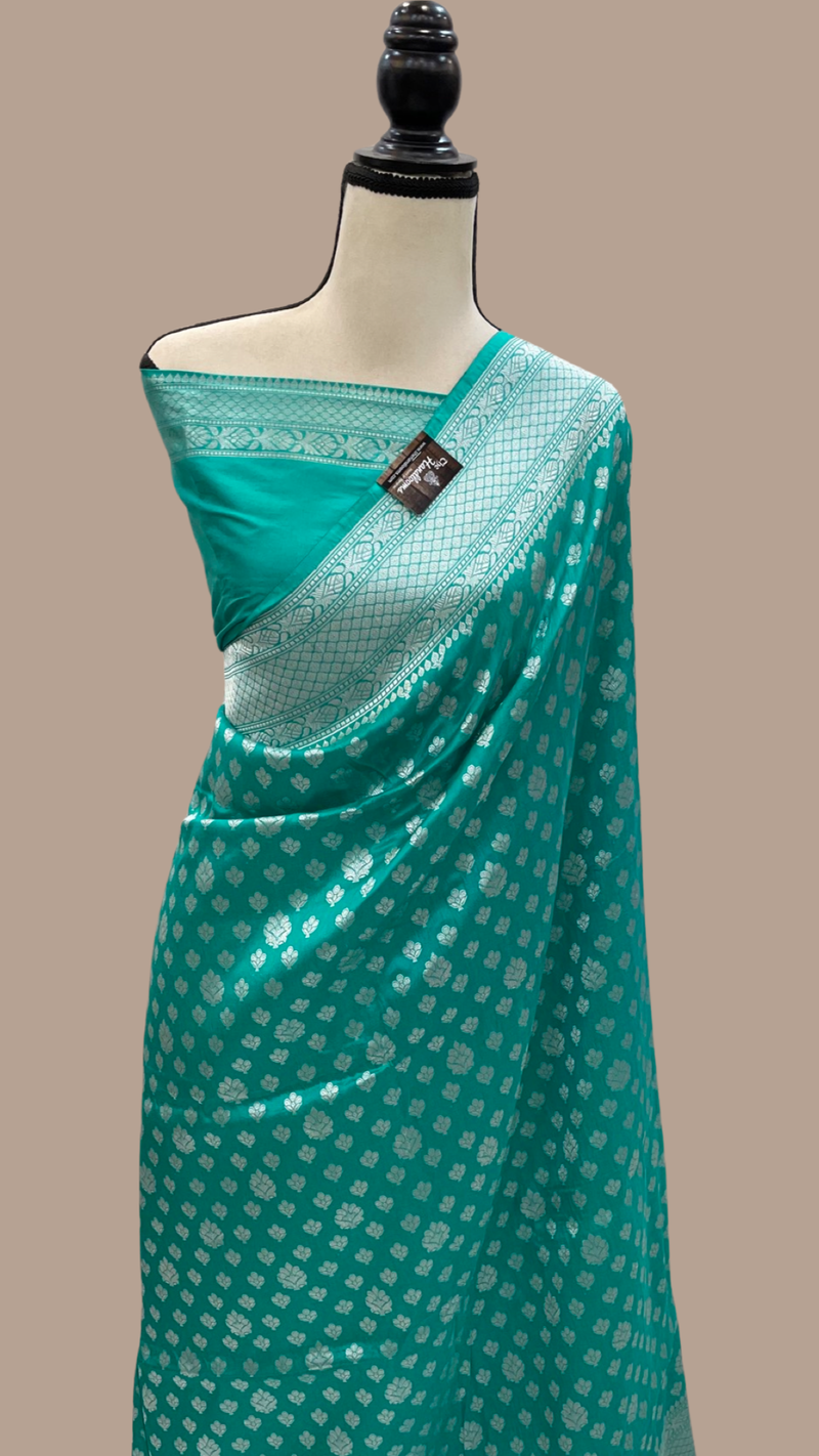 Pure Katan Silk Banarasi Handloom Saree - All Over Jaal Work - The Handlooms