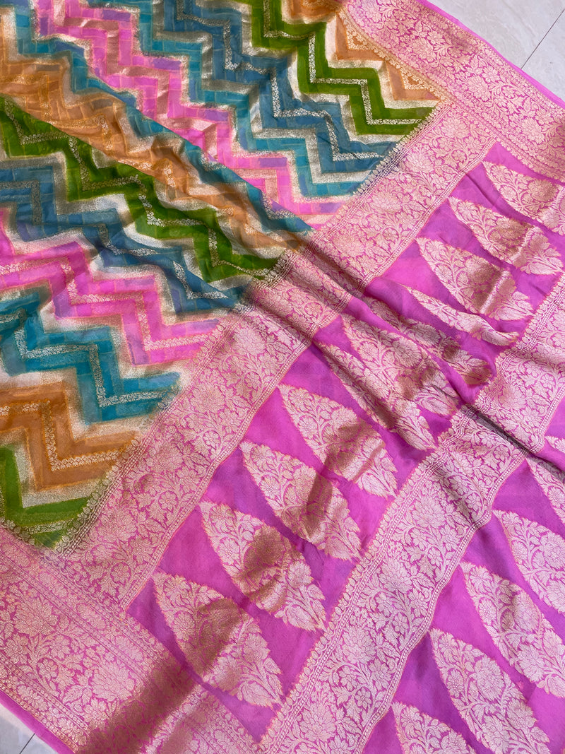Rangkat Pure Chiffon Khaddi Banarasi Saree - The Handlooms