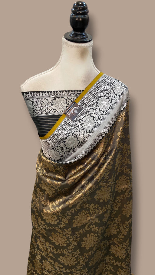 Regal Pure Katan Silk Banarasi Saree – Handwoven Tanchui Brocade - The Handlooms