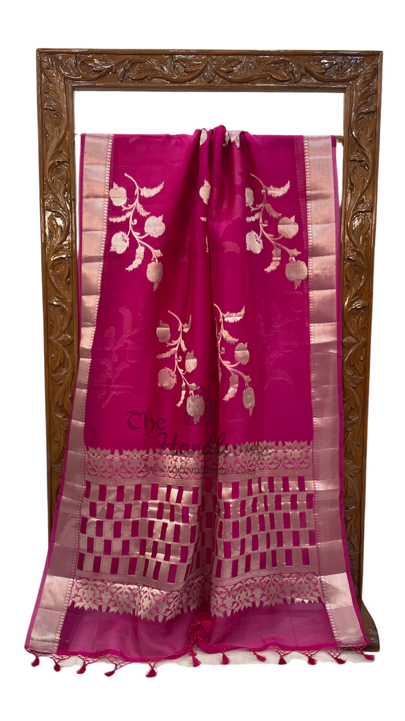 Magenta Pure Kora Handloom Banarasi Saree - The Handlooms