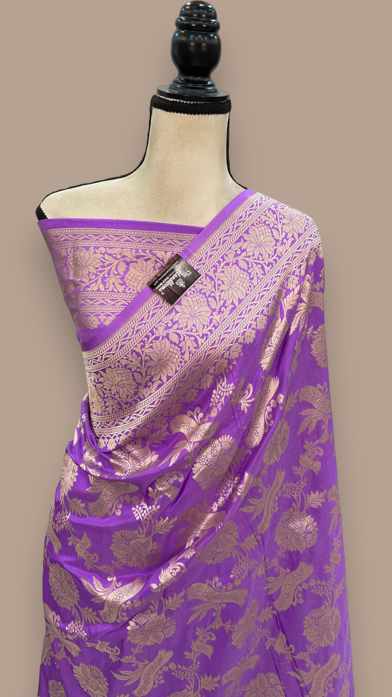Pure Katan Silk Banarasi Handloom Saree - All Over Jaal Work - The Handlooms