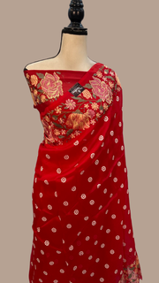 Pure Organza Chikankari Handloom Banarasi Saree - The Handlooms