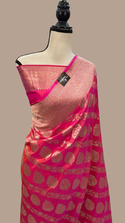 Pure Katan Silk Banarasi Handloom Saree - All Over Jaal Work - The Handlooms
