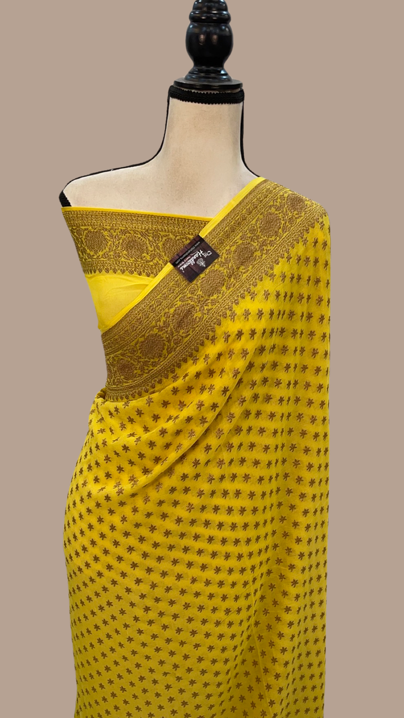 Khaddi Georgette Banarasi Saree -  Antique zari - The Handlooms