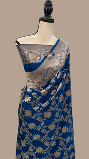Pure Katan Silk Banarasi Handloom Saree - All Over Jaal Work - The Handlooms