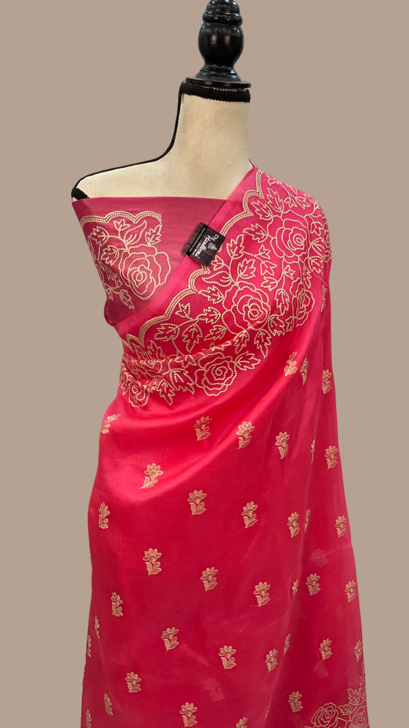 Organza Chikankari Handloom Banarasi Saree - The Handlooms
