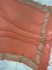 Pure Khaddi Georgette Dupatta - water zari - The Handlooms