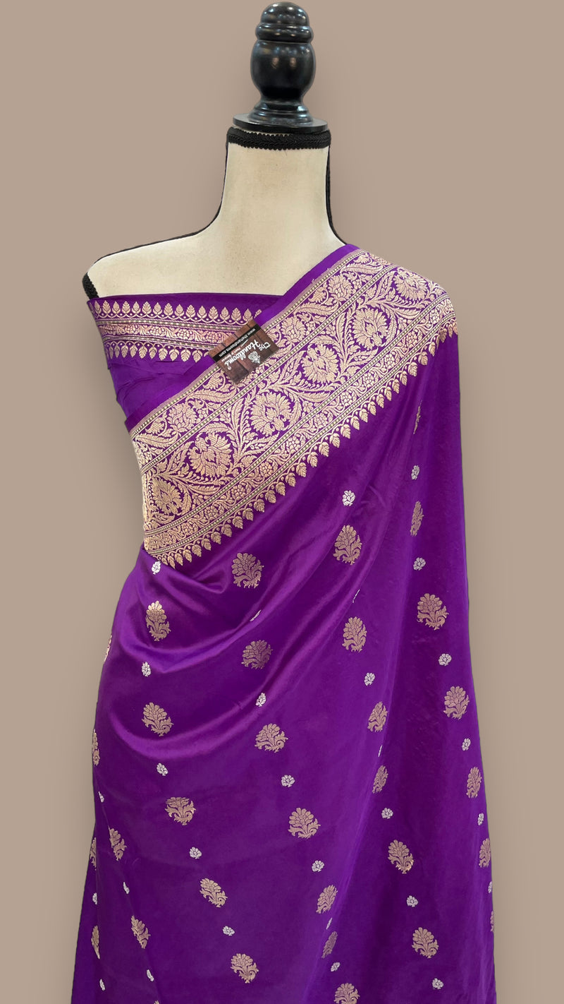 Pure Katan Silk Banarasi Handloom Saree - All over Sona Roopa Kadua motifs - The Handlooms