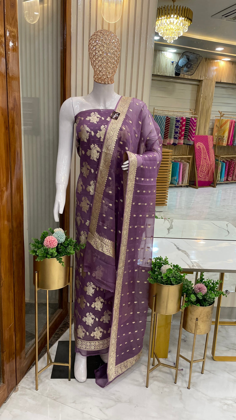 Khaddi Georgette Banarasi Dress material - The Handlooms