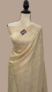 Tussar Silk Handloom Banarasi Saree With Chikankari - The Handlooms