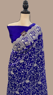 Pure Organza Chikankari Handloom Banarasi Saree - The Handlooms