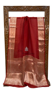 Red Pure Kora Handloom Banarasi Saree - The Handlooms