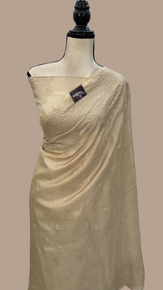 Tussar Silk Handloom Banarasi Saree With Chikankari - The Handlooms