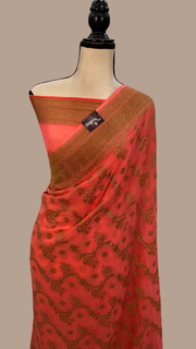 Khaddi Georgette Banarasi Saree -  Antique zari - The Handlooms