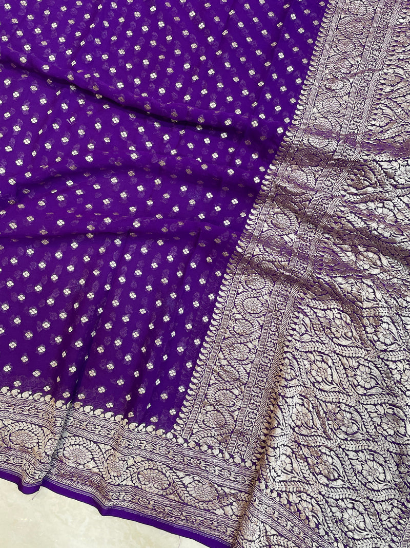 Pure Khaddi Georgette Dupatta - water zari - The Handlooms