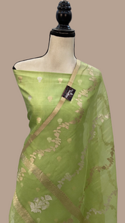 Pure Katan Silk Handlooms Banarasi Dress material With Organza Dupatta - The Handlooms