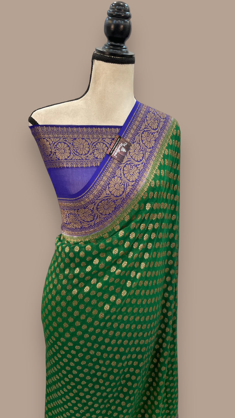 Khadki Georgette Banarasi Saree -  Antique zari - The Handlooms