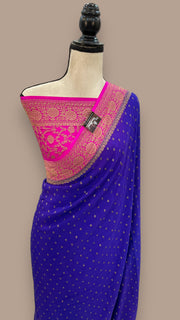 Khaddi Crepe Georgette Banarasi Saree -  Antique zari - The Handlooms