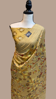 Pure Chanderi  Digital Print with Chikankari Handloom Banarasi Saree - The Handlooms