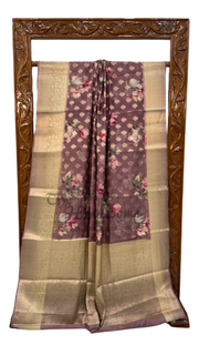 Pure Chiniya Silk Digital Print Handloom Banarasi Saree - The Handlooms