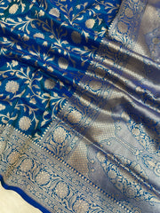 Pure Katan Silk Banarasi Handloom Saree - All Over Jaal Work - The Handlooms