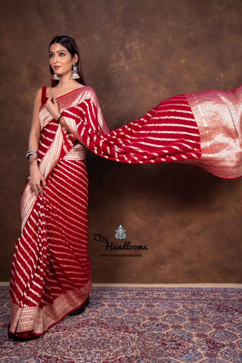Pure Khaddi Georgette Banarasi Saree - water zari - The Handlooms
