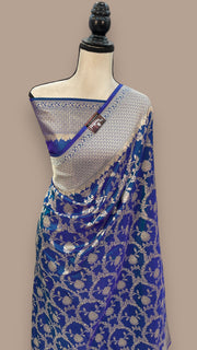 Pure Katan Silk Banarasi Handloom Saree - All Over Jaal Work - The Handlooms