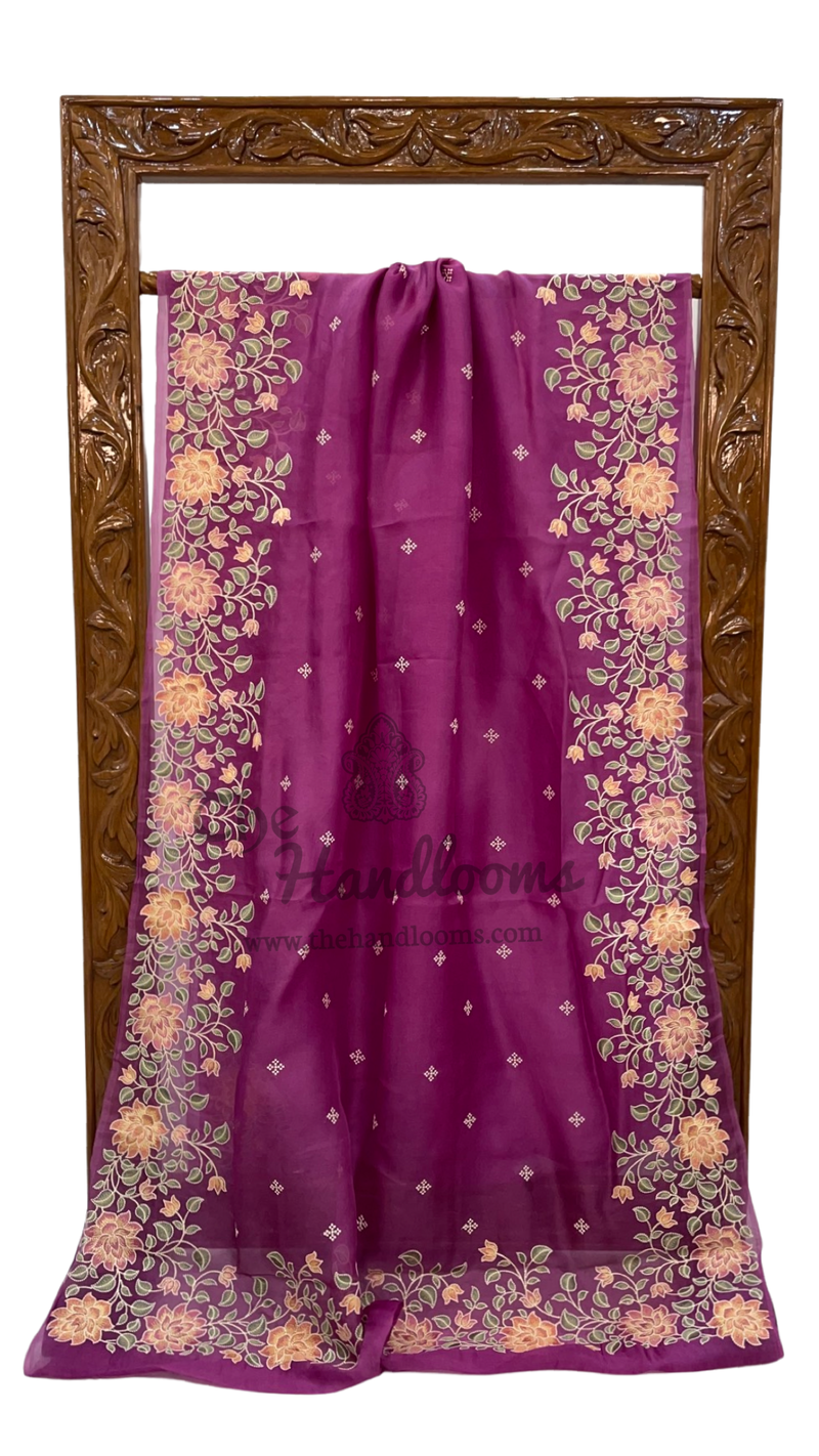 Pure Organza Chikankari Handloom Banarasi Saree - The Handlooms