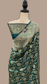 Pure Katan Silk Banarasi Handloom Saree - All Over Jaal Work - The Handlooms