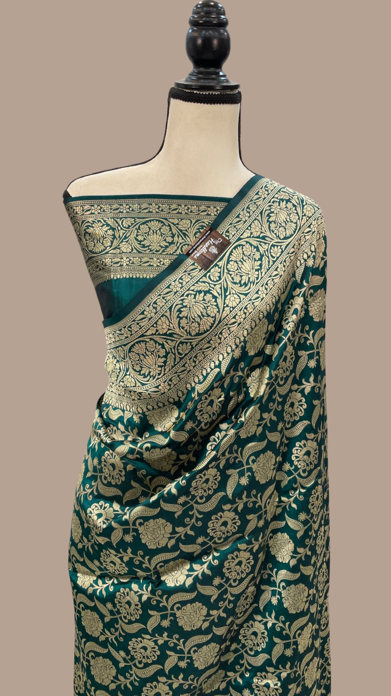 Pure Katan Silk Banarasi Handloom Saree - All Over Jaal Work - The Handlooms