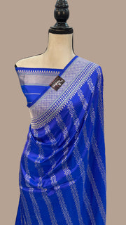 Pure Katan Silk Banarasi Handloom Saree - All over soona roopa  Kadua  stripe - The Handlooms