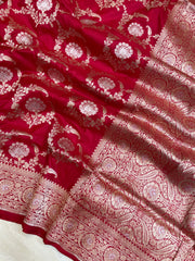 Pure Katan Silk Banarasi Handloom Saree - All over Sona Roopa Jaal work - The Handlooms