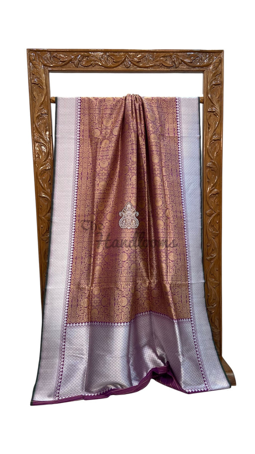 Regal Pure Katan Silk Banarasi Saree – Handwoven Tanchui Brocade - The Handlooms