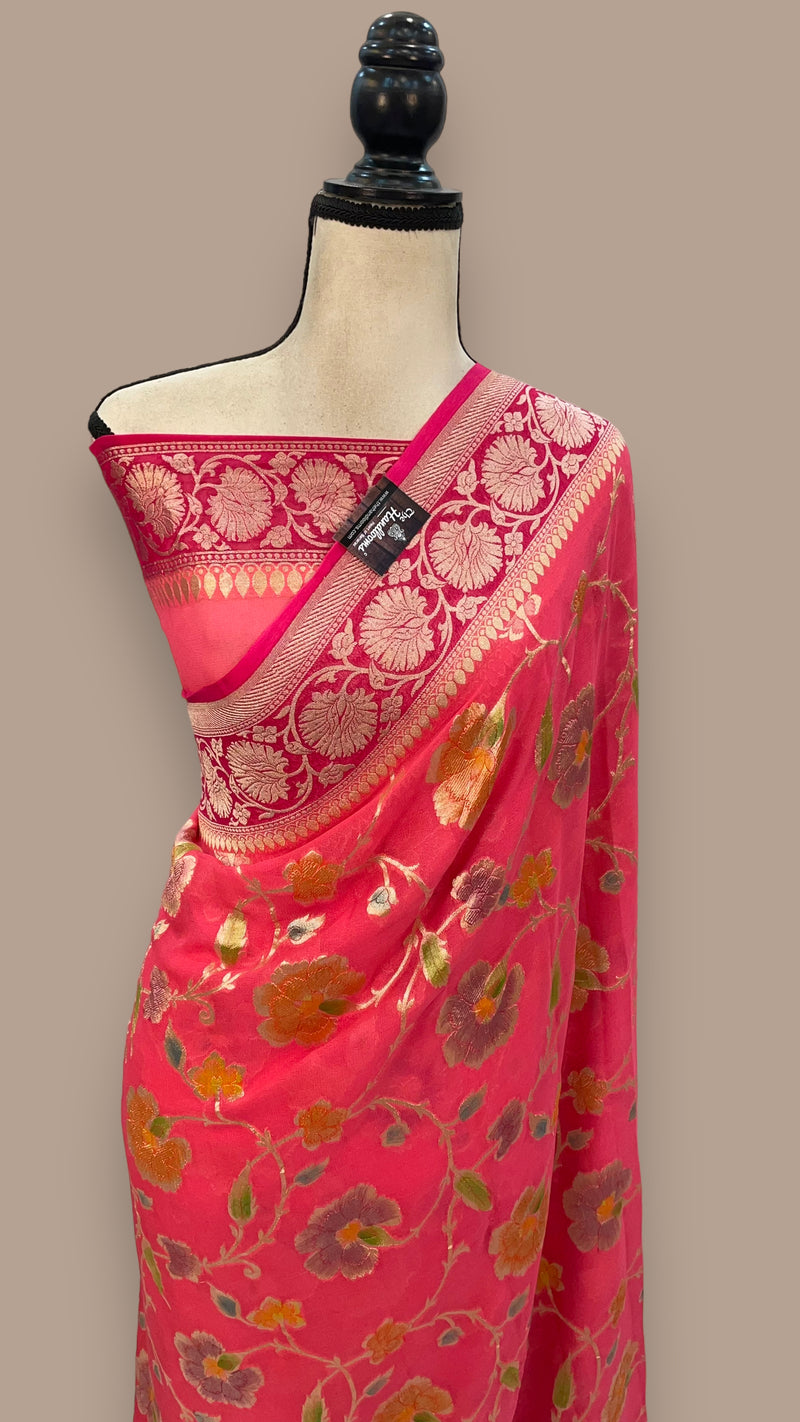 Khaddi Georgette Banarasi Saree - water zari - The Handlooms