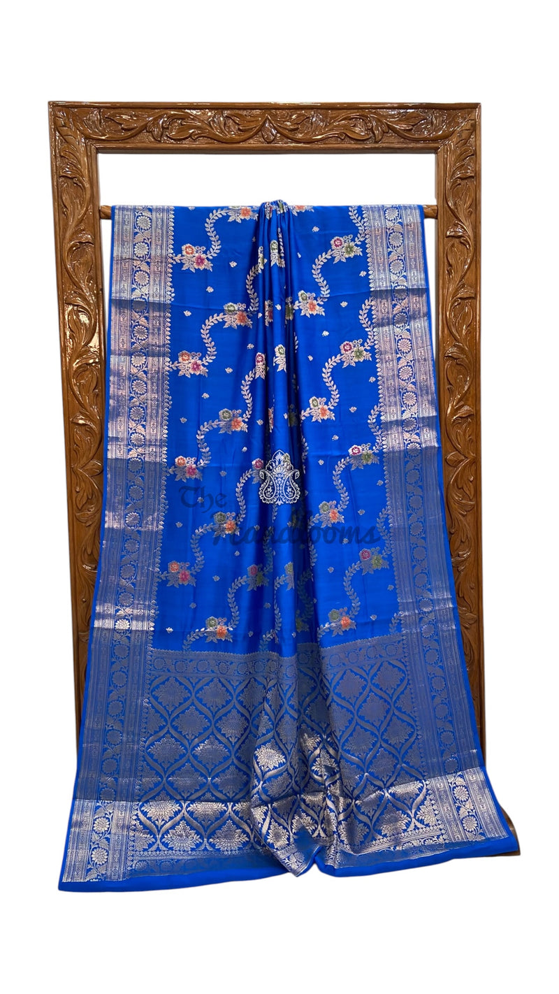 Pure Chiniya Silk Handloom Banarasi Saree With Meenakari
