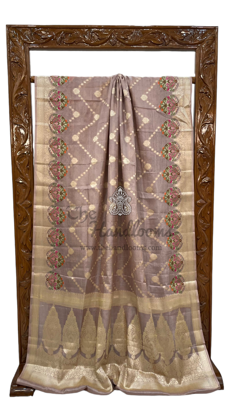 Pure Tussar Silk Handloom Banarasi Saree - The Handlooms