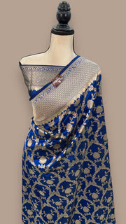 Pure Katan Silk Banarasi Handloom Saree - All Over Jaal Work - The Handlooms