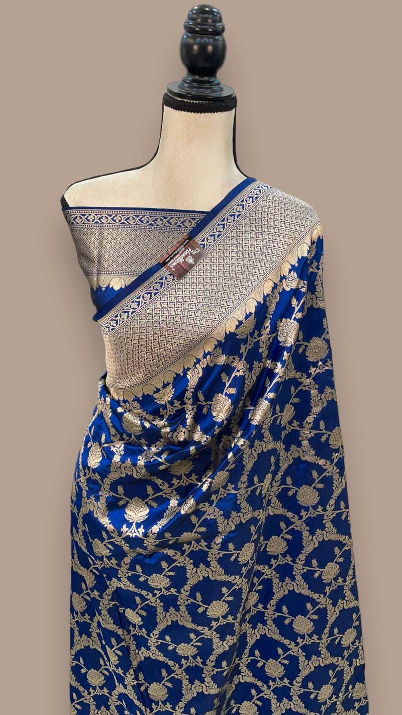 Pure Katan Silk Banarasi Handloom Saree - All Over Jaal Work - The Handlooms