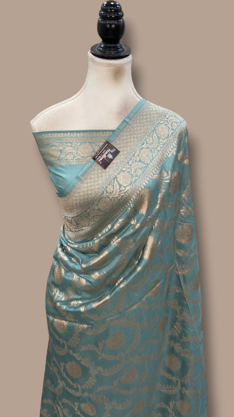 Pure Katan Silk Banarasi Handloom Saree - All Over Gold Zari Jaal Work