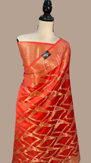 Pure Dupion Silk Banarasi Saree - Gold Zari - The Handlooms