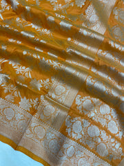 Pure Katan Silk Banarasi Handloom Saree - All Over Jaal Work - The Handlooms