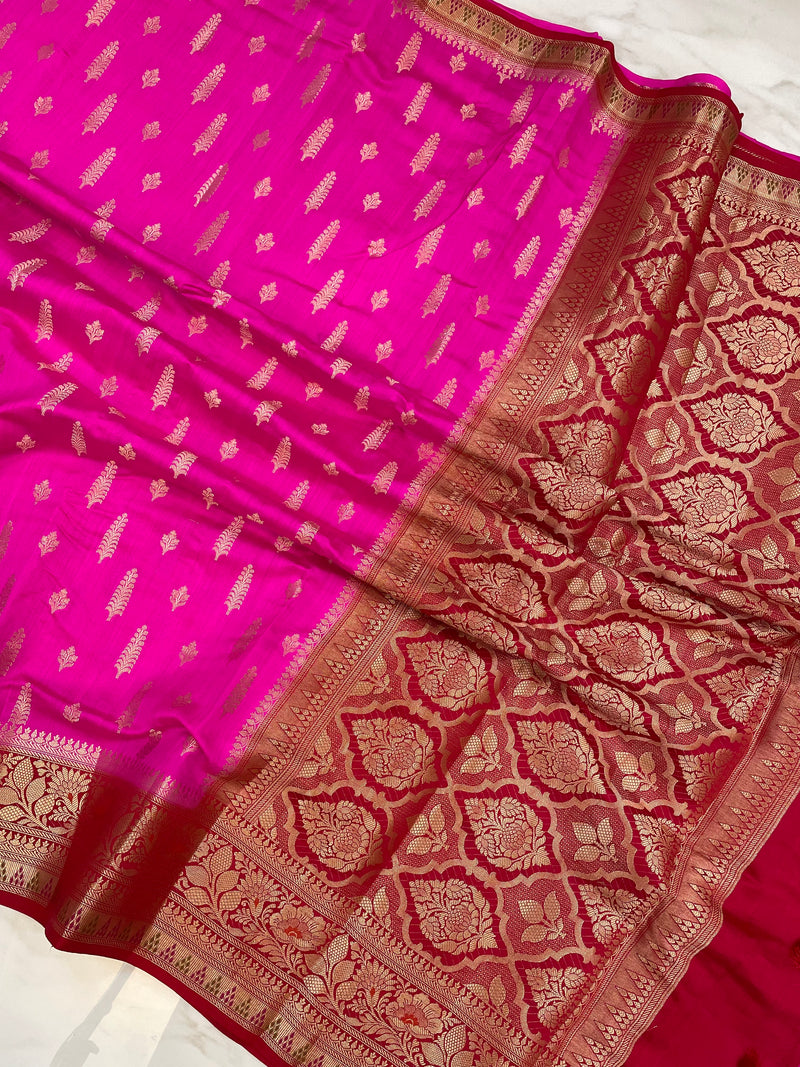 Pure Dupion Silk Banarasi Saree - Gold Zari - The Handlooms