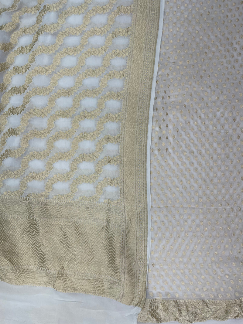 Pure Khaddi Georgette Banarasi Dress material - The Handlooms