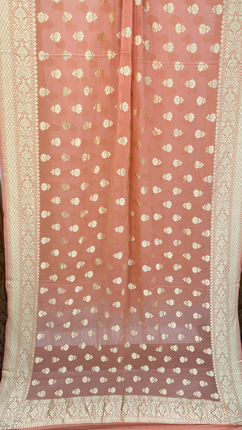 Pure Khaddi Georgette Dupatta - water zari - The Handlooms