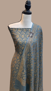 Pure Khaddi Georgette Banarasi Dress material - Antique Zari - The Handlooms